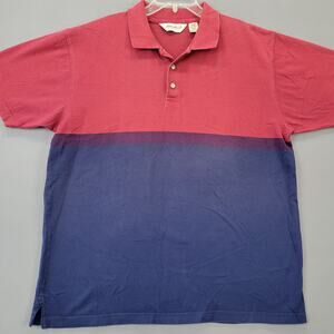 Eddie Bauer Red Blue Polo Shirt Men's Size M Colorblock Casual Short Sleeves Top